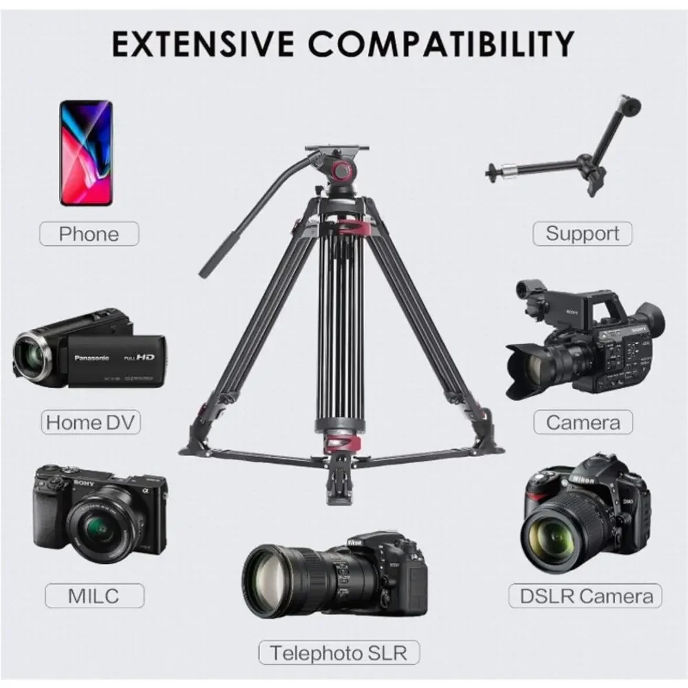 miliboo MTT609A Heavy Duty Video Tripod Fluid Head 33lb Open Box